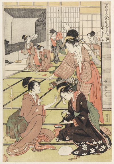 Scena 11, Confronto tra bellezze celebri e la lega leale, c.1797 da Kitagawa Utamaro